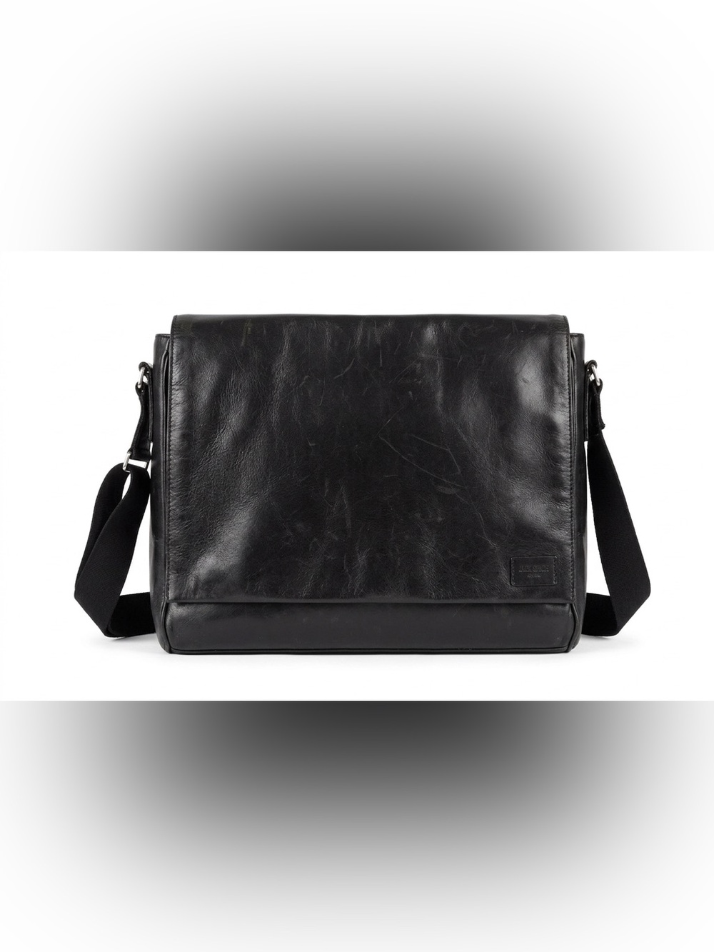 Jack Spade Black Leather Messenger Bag‎ Crossbody Laptop Briefcase Work Travel